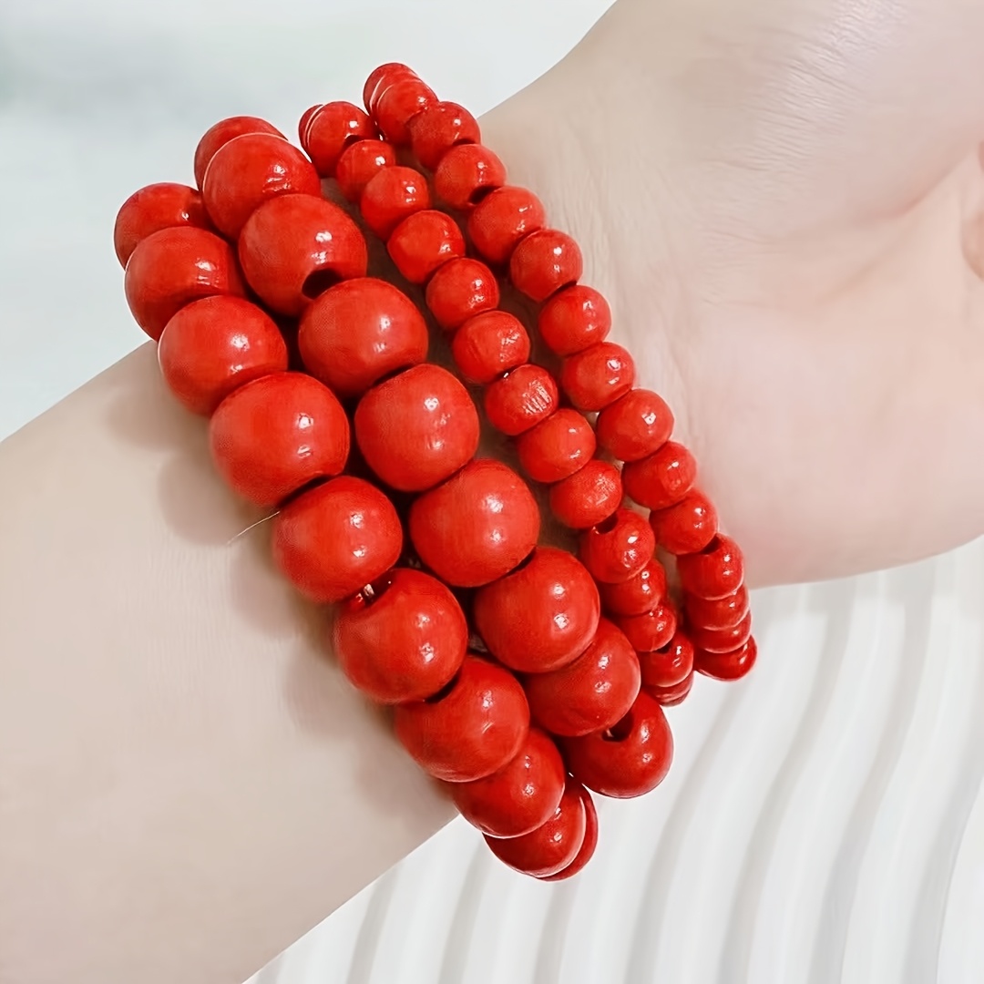 E-shop Beliebte Damenmode Europäische Amerikanische Accessoires Dopamin Klassische Farben Holzperlen Armband Elegant Klassisch Niedlich Einfacher