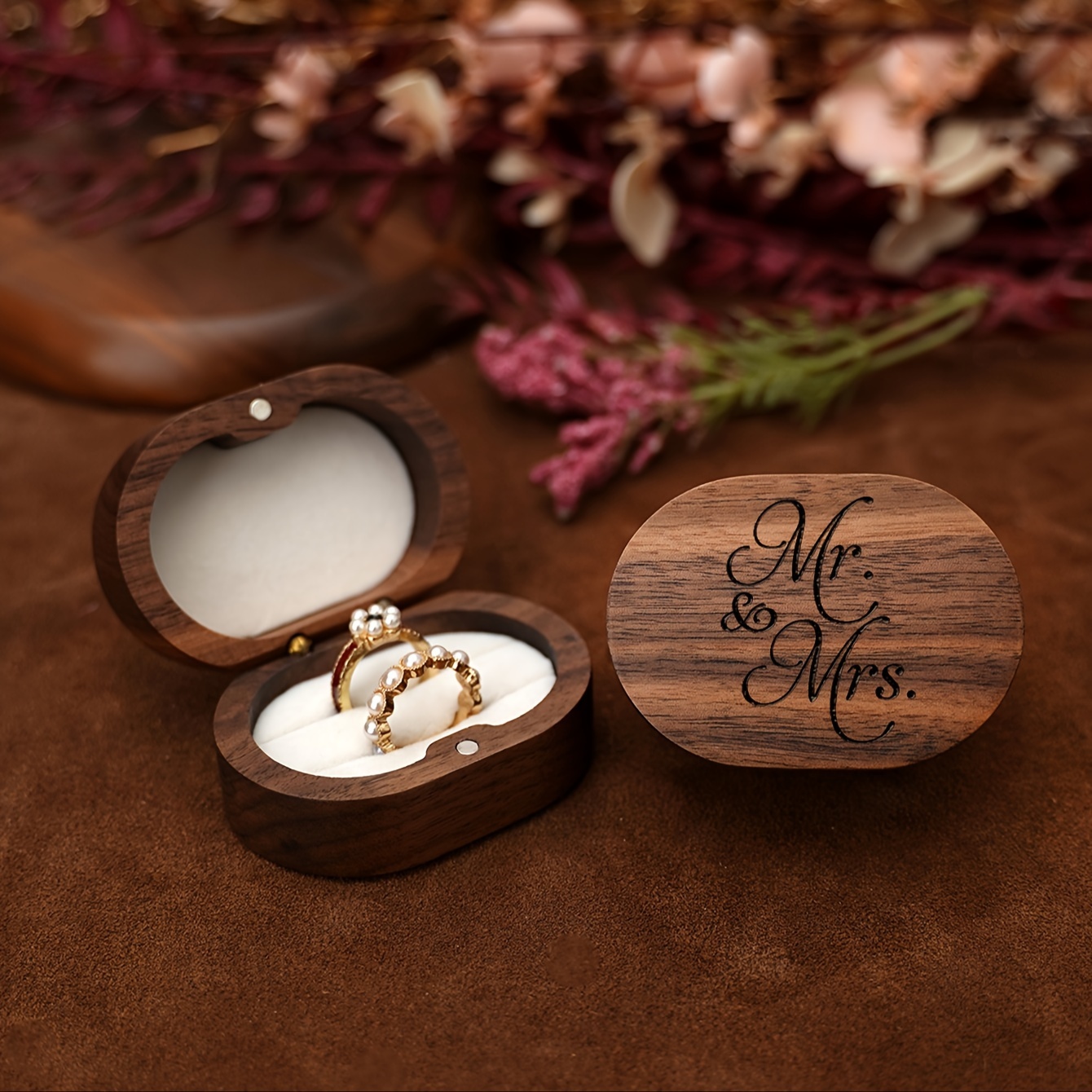 

Engraved Black Oval Ring Box - The For Wedding And Engagement Gifts, Creative Jewelry Storage Box, Design, Jewelry Boxes