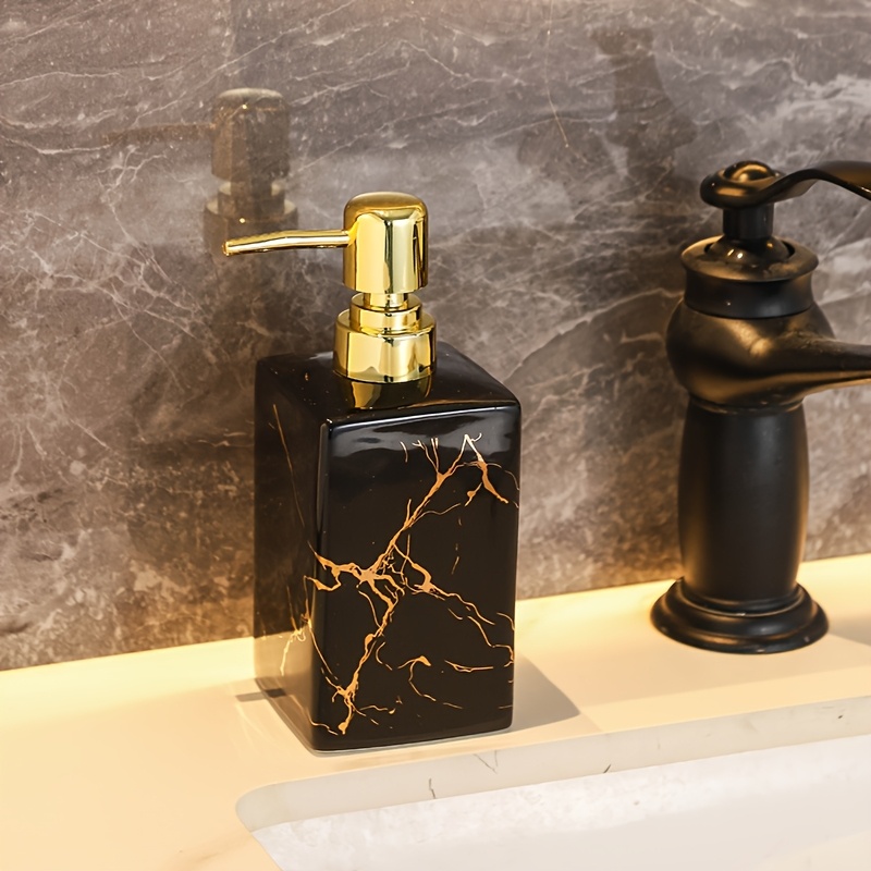 TEMU Nordic Style 500ml Black & White Ceramic Lotion Dispenser For Bathroom Aesthetes, For Design Lovers Who In The Smallest Corner