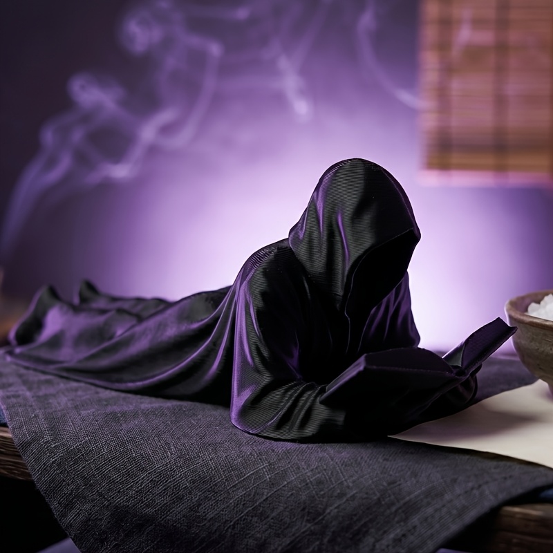 TEMU 【商品名】ダークアカデタイル 黒いローブの死神 無面の死神 読書像、神秘的な読書家の置物 デスクトップクラフトオーナメント。学習室の本棚、オフィスデスク、リビンのコーヒーテーブル、または読書の隠れ家の装飾に最適