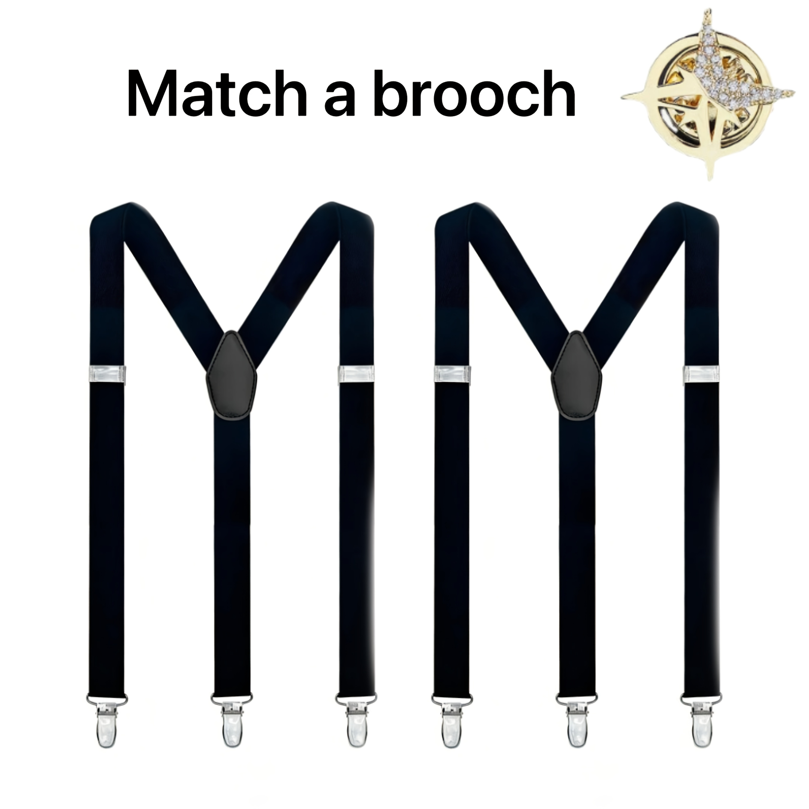 2pcs Men' Color Suspenders, Y-shaped Elastic Braces, Suitable For Business, Banquets, Weddings, Sports And Daily Wear - Comes With 1 Brooch