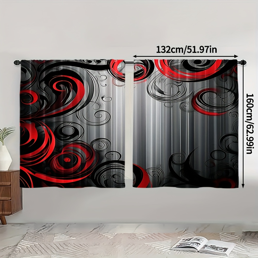 TEMU 2pcs Contemporary Curtains - 100% Polyester, Light-filtering, Machine Washable For Bedroom, Kitchen, Office, Study, Living Room - Stylish Decor