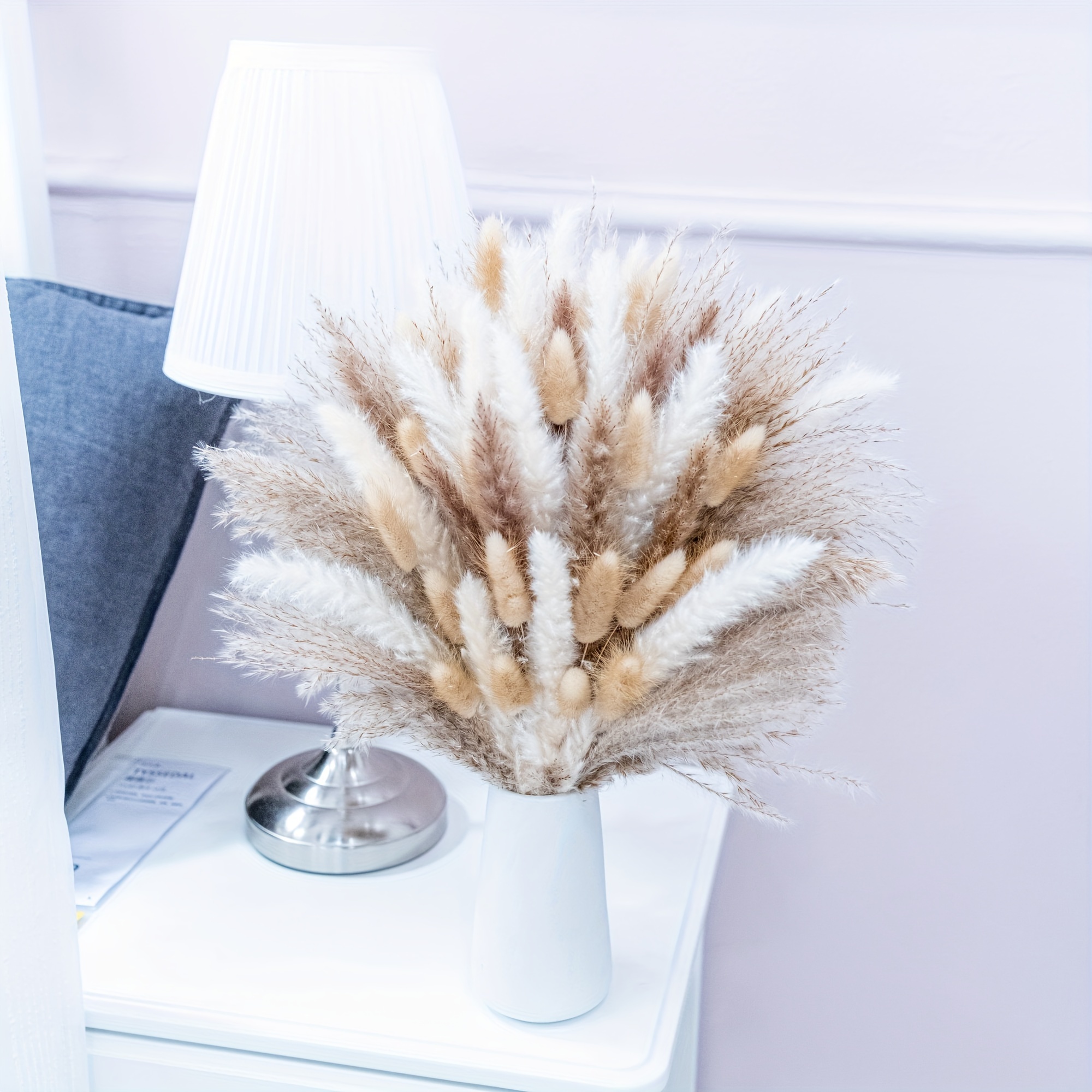 

105-180pcs Pampas Grass Decor, Fluffy Pompas Grass, Natural Dry Pampas Grass Small, Short Pampass Bulk For Boho Decor Room Decor, Coffee Table Decor