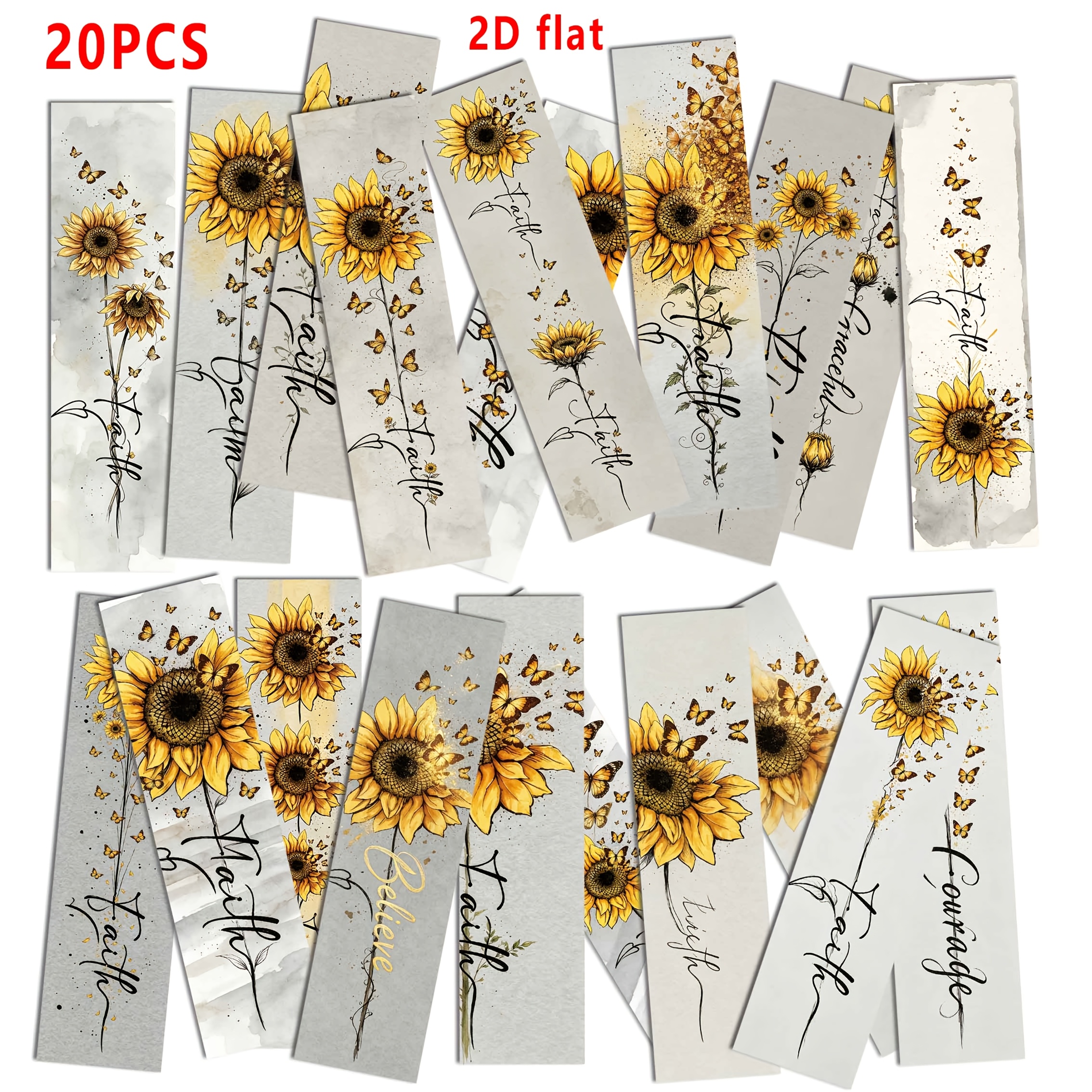 TEMU 20pcs Bookmark Set, Sunflower Print, 2d Flat, Gift For Birthday, Author, Student, Teacher, Friend, Book , And Book Lovers, Office And Study Use