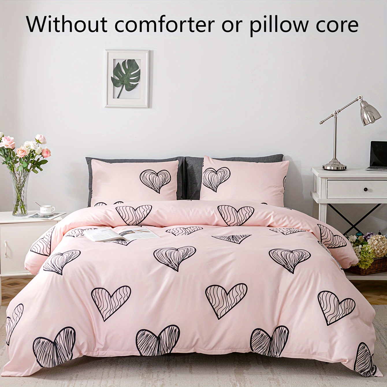 

3pcs Duvet Cover Set Love Journey Ultra Soft Comfortable Polyester Floral Style Duvet Cover With 2 Pillowcases, Breathable Bedding For Bedroom & Guest Room (without Comforter Or Pillow Core)