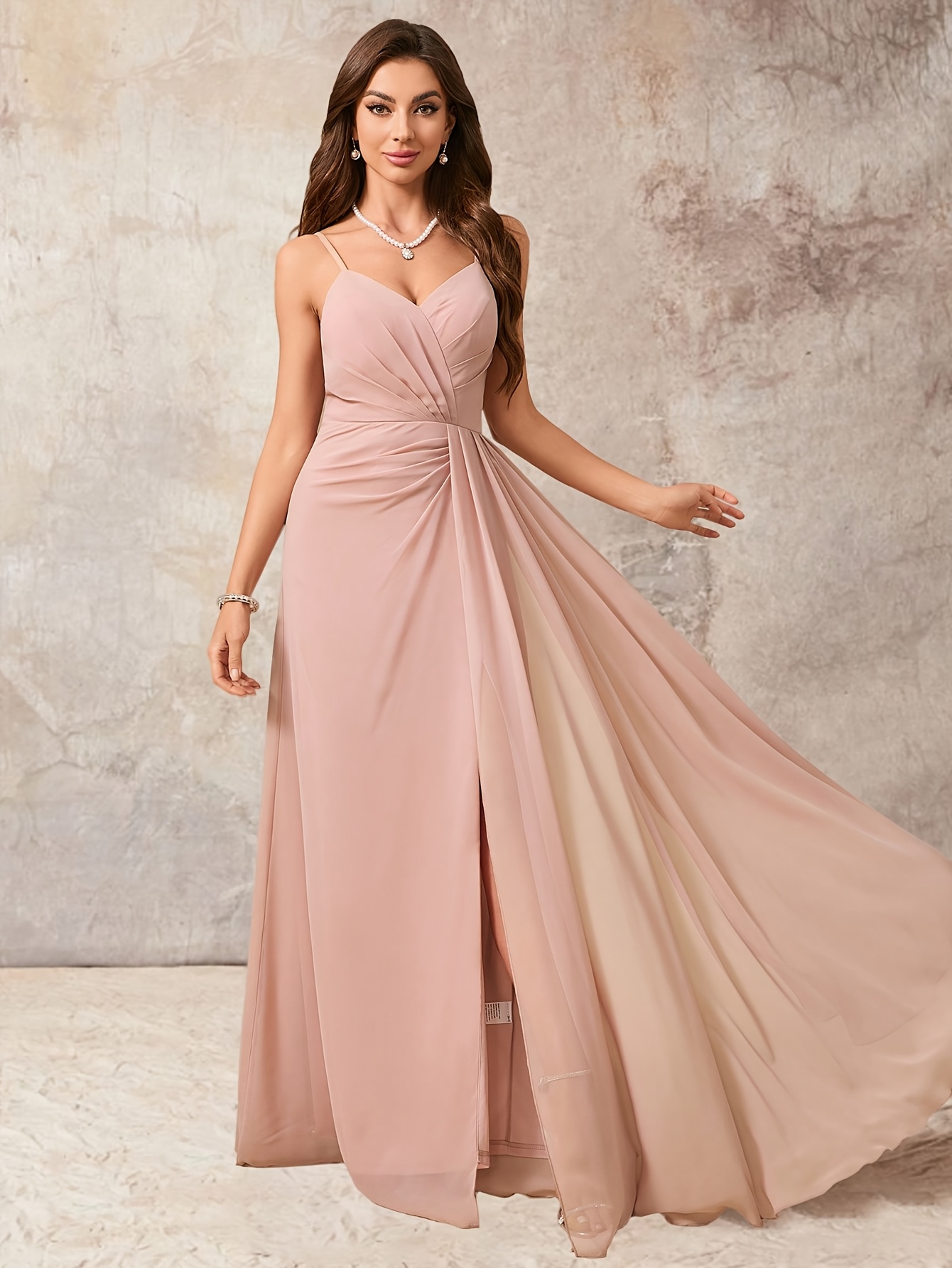 elegant v neck backless dress a high slit flowing design - Temu Mauritius