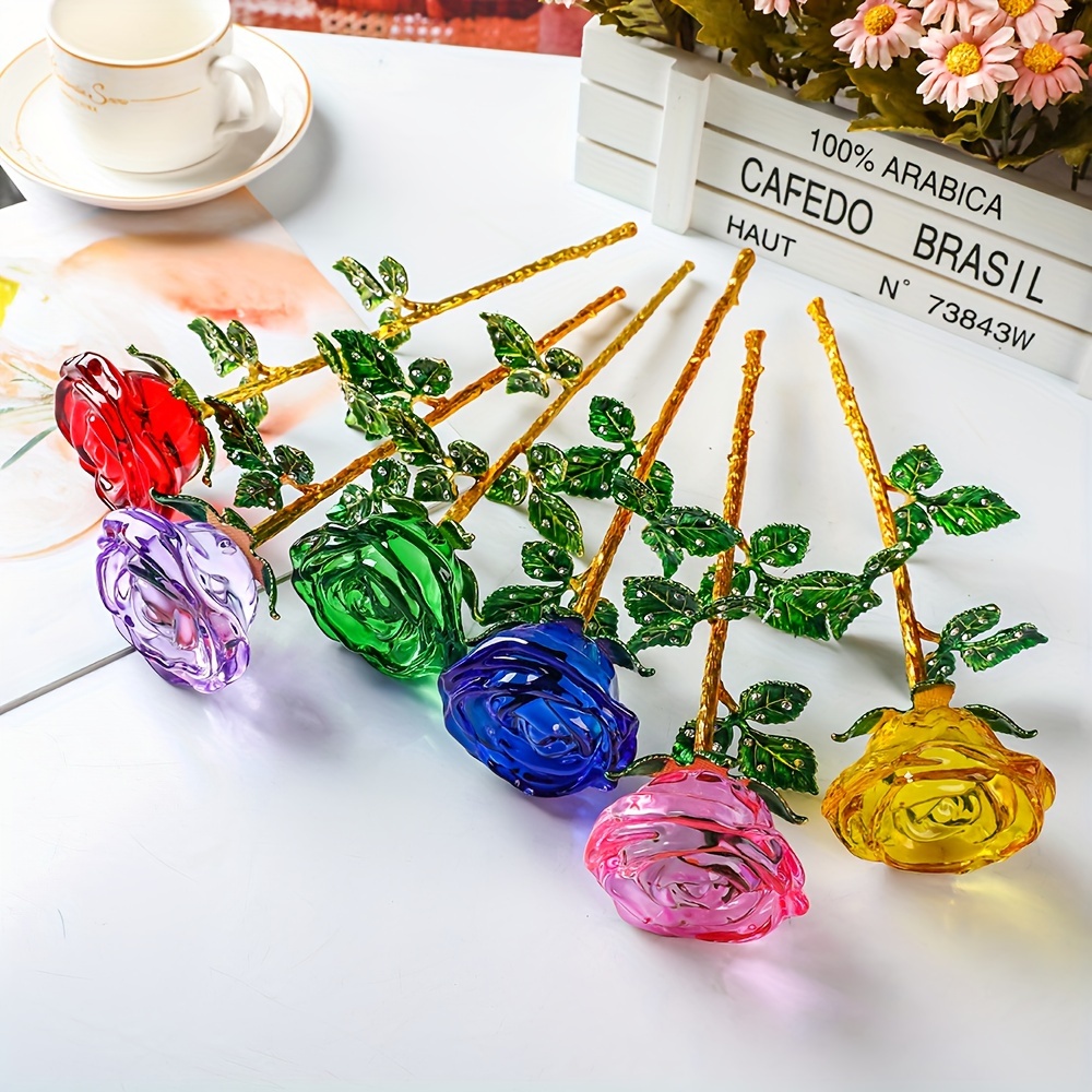 Crystal Single Stem Rose Ornament
