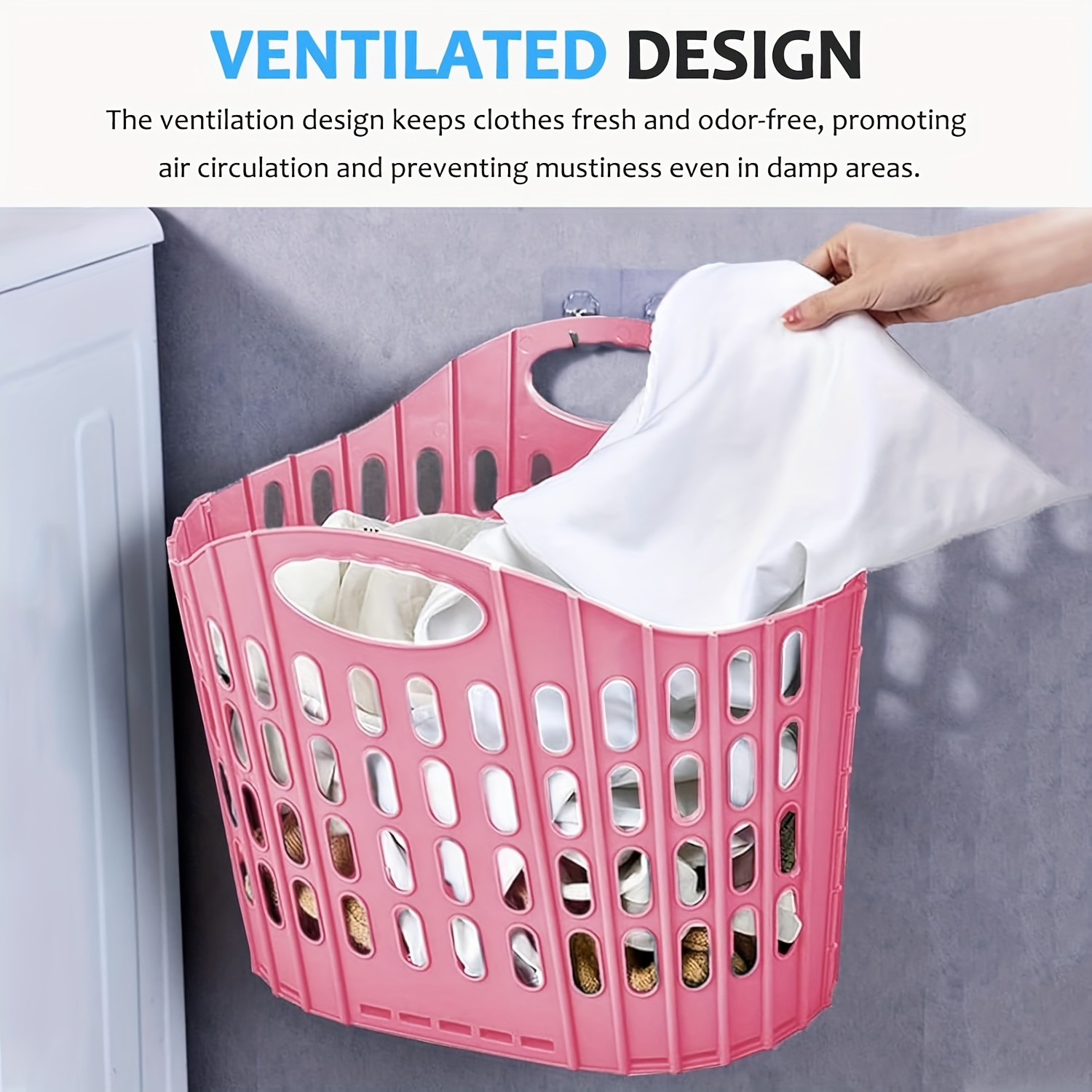 

Modern Foldable Laundry Basket, Multifunctional Portable Dirty Clothes Storage, Wall-mounted Square Polypropylene Organizer For Laundry Room, Laundry Room Accessories, Laundry Baskets