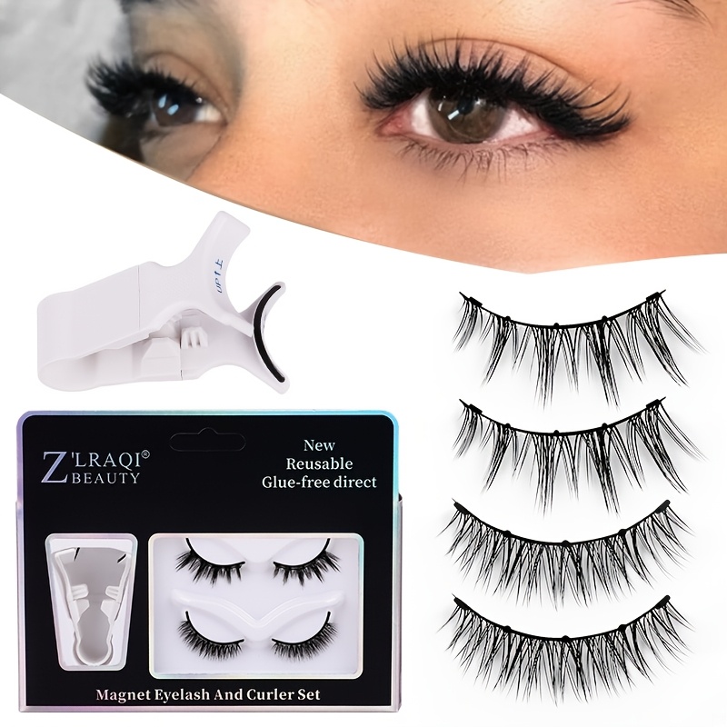 

2pcs Ziraoq Magnetic Eyelash Set - Easy-to-apply, Glue-free, Reusable False Lashes C-, 0.07mm Thickness, 16-21mm Length - Includes Tweezers & Magnet Guide For Makeup, Magnetic Eyelashes Reusable