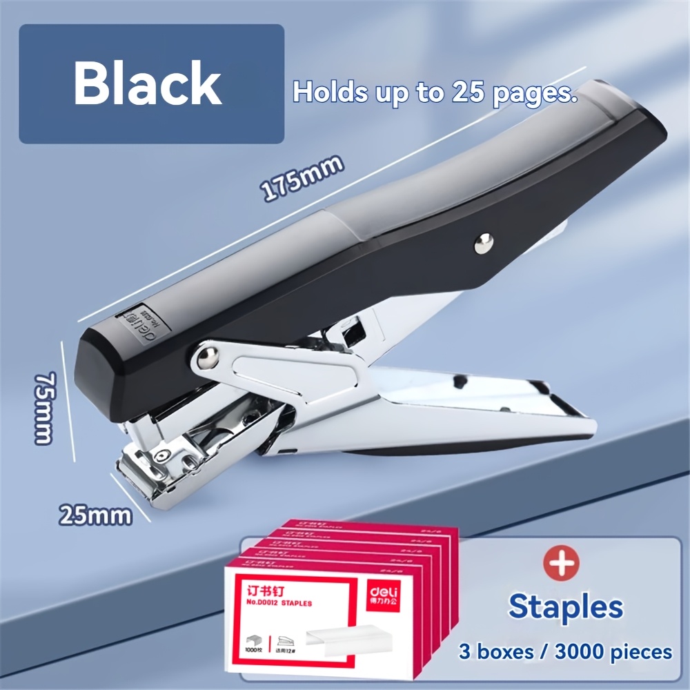 TEMU Plier Stapler With 1000/3000 -metal Heavy Duty Stapler Machine Tool Office Supplies, Effortless Stapler, Can Staple 20 Sheets Of Paper, Good For