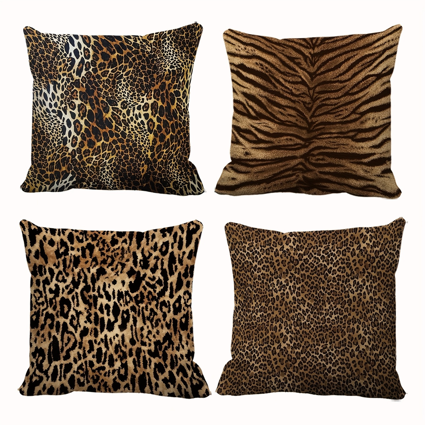 TEMU 4pcs Set Of Retro Leopard Print Pillowcases, Versatile And Fashionable Leopard Pattern Pillowcases, Suitable For Office, Party, Living Room,
