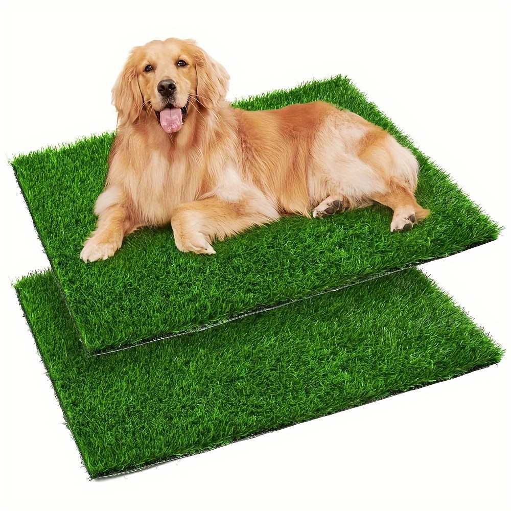 TEMU 2pcs Pet Training Grass Pads, 29"x18" Artificial Dog Potty Tray Mat, Polyester Fiber Indoor/outdoor Turf For Dogs