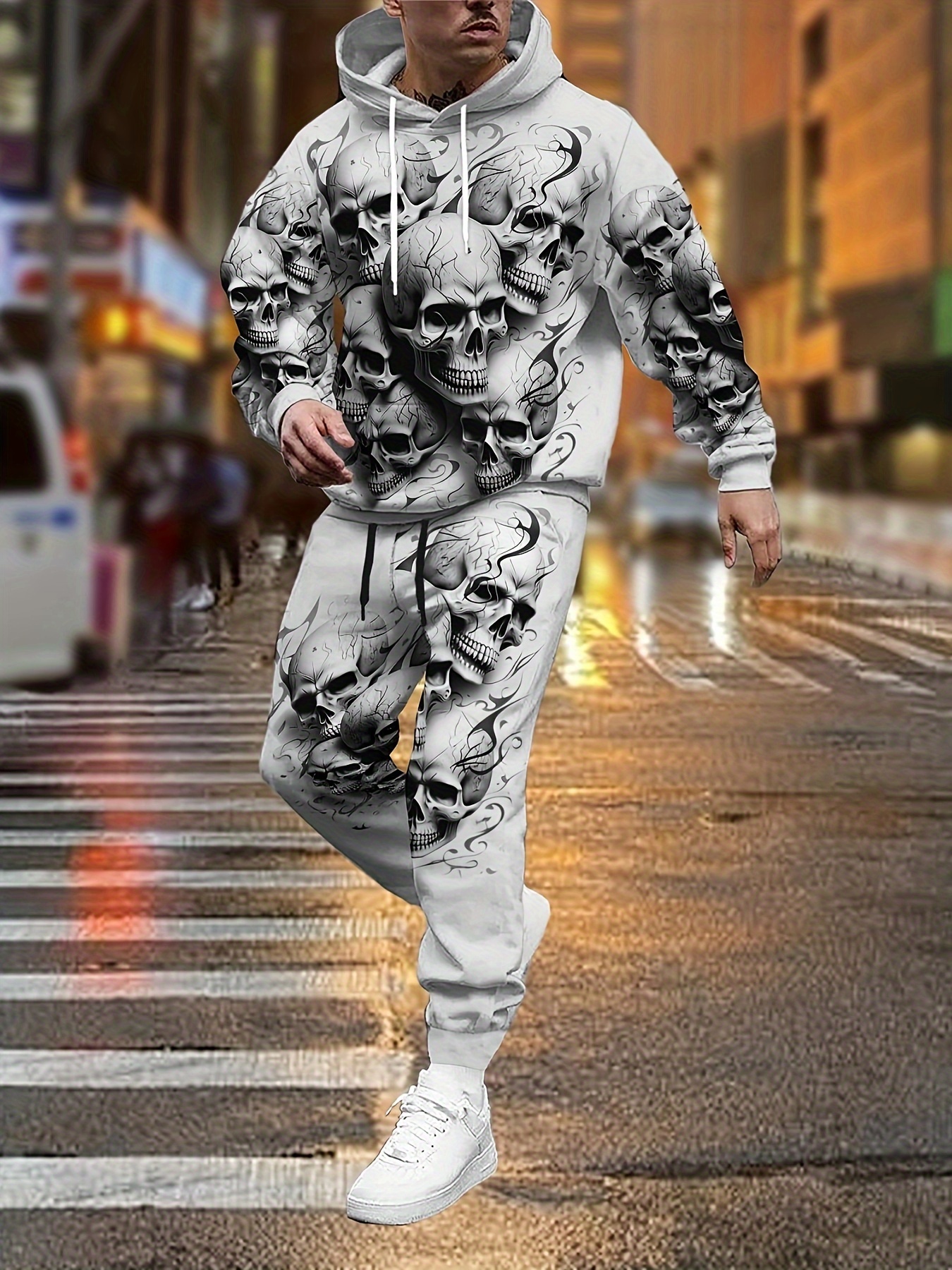 Sweat Suit Trainingsanzug Herren Hoodie Herren Polyester Totenkopf