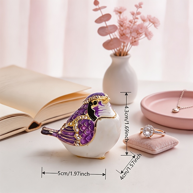 Enamel Encrusted Diamond Lucky Blue Bird Decorative Jewelry Box