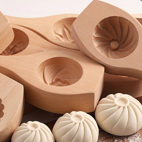 1pc, Wooden Bun Mold, Chinese Baozi Pastry Maker, Baking Tools, Home Kitchen Accessories 