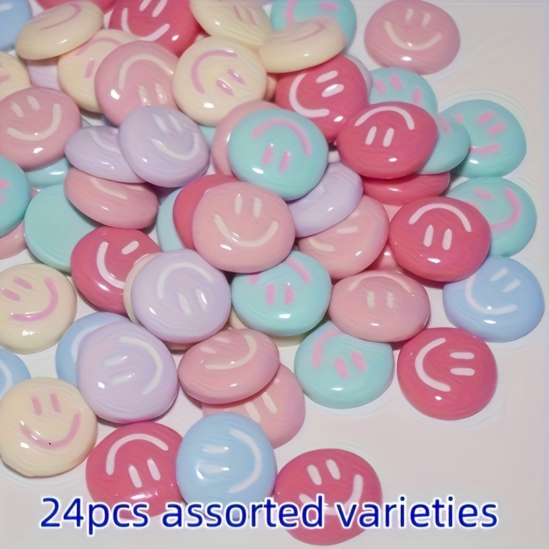 24pcs /korean Style Face Resin Accessories - Smiling, , Cheeks & Hands Suitable For , Phone & Crafts - Cute For Handmade Ornaments