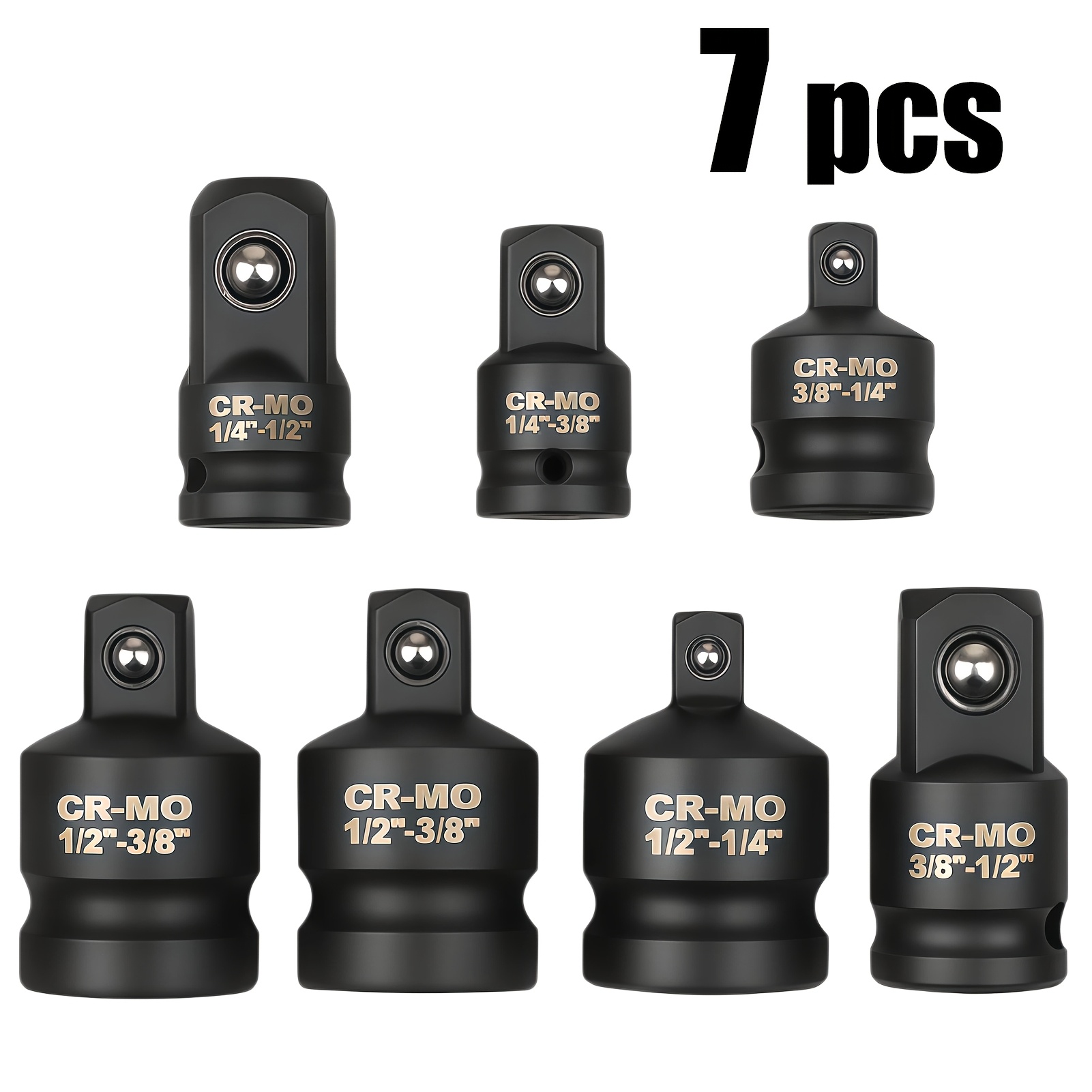 E-shop 7-tlg. Schlagbuchsen-Adapter-Reduzierstück-Set 1/2"/3/8"/1/4" für Schraubenschlüssel, Bohrer, Auto- Schlagschrauber-Arbeiten im Bauwesen