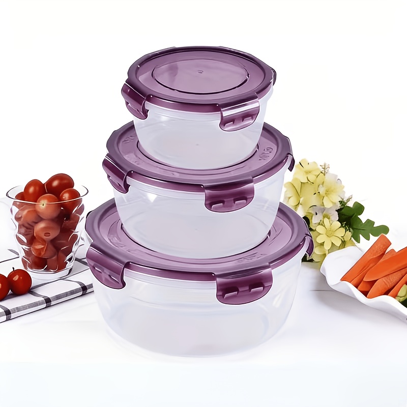 TEMU 3/4pcs Large Capacity Plastic Refrigerator Storage Boxes - Fruit, Vegetable, Meat, Egg, Dumpling Fresh - , Fresh-keeping, Easy-to-clean,