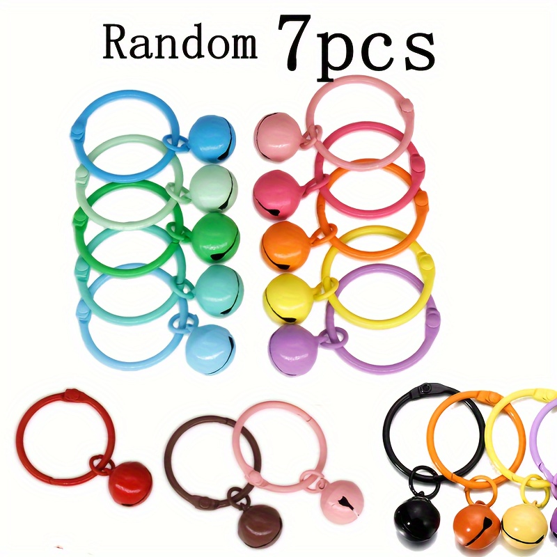 7 Random Color Keychain Bells Keyring Binder Ring Small Gift Keychain