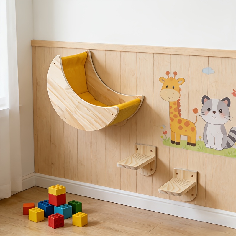Multi-Level Cat Play Set: 3-Pack Wooden Cat Hammock & Perch Combo