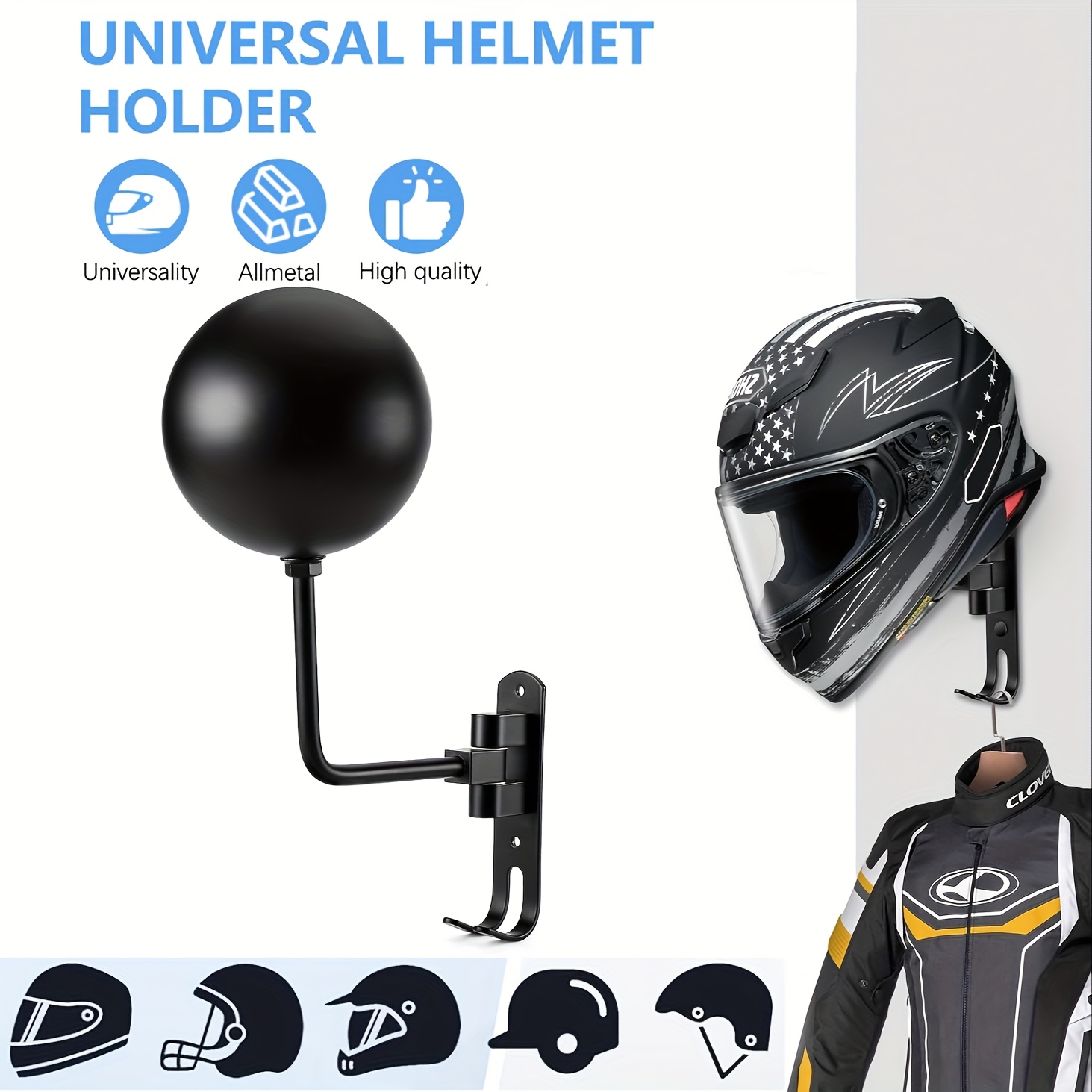 TEMU Aluminum Alloy Helmet Mount, Helmet Mount, Motorcycle Helmet Mount, Hat Punch-mount, Black Cycling Helmet Accessory