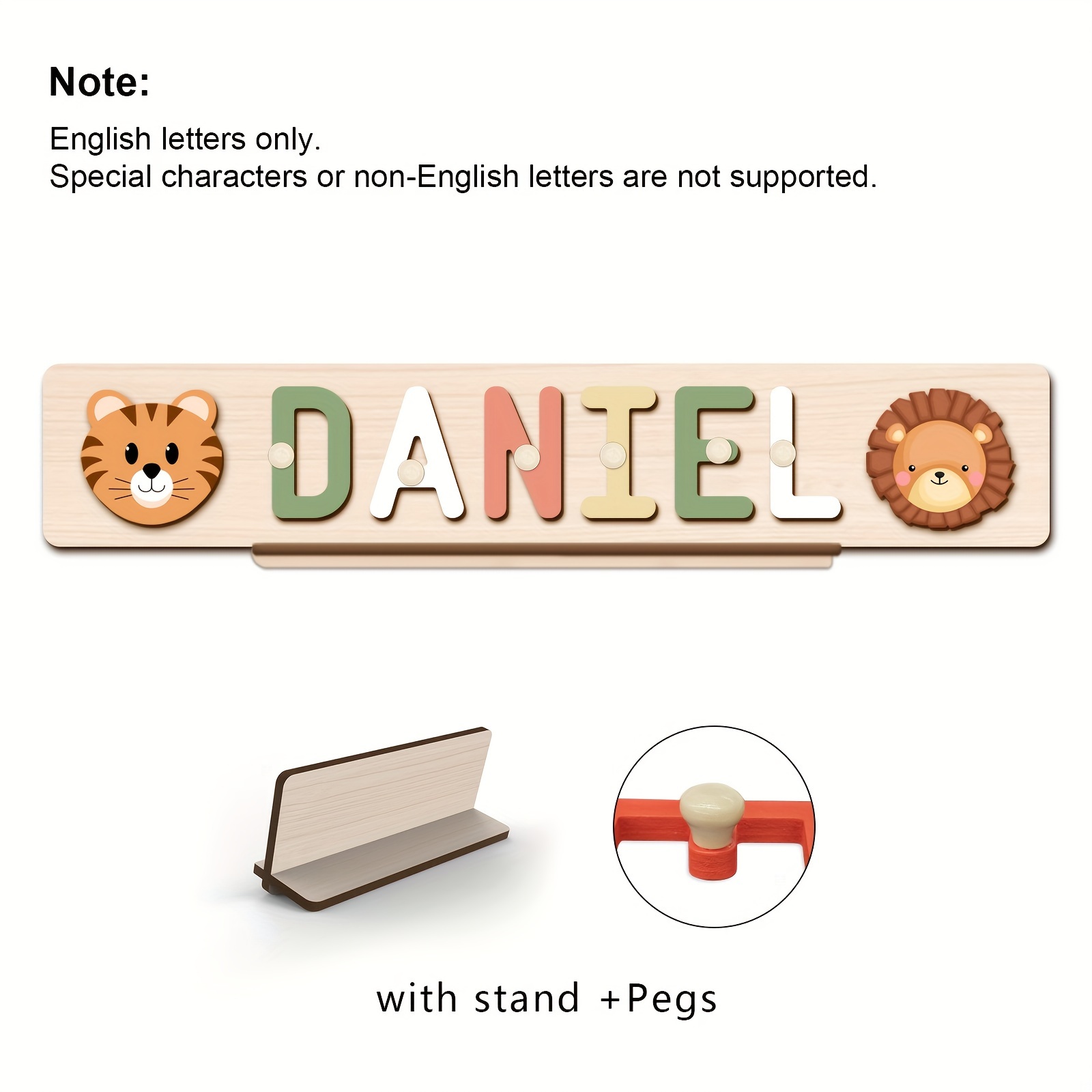 Custom Personalized Name Puzzles, Khaki Color, Early Education Toy