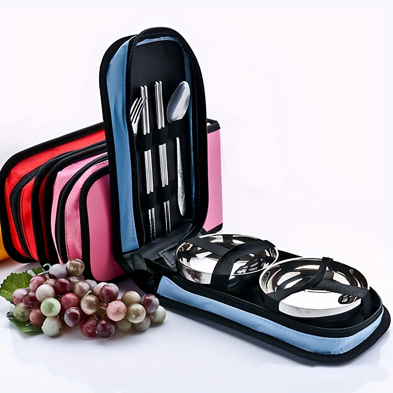 stainless steel tableware set suitable for outdoor travel and camping portable two person tableware including chopsticks spoons bowls easy to carry 201 stainless steel structure Product details 4