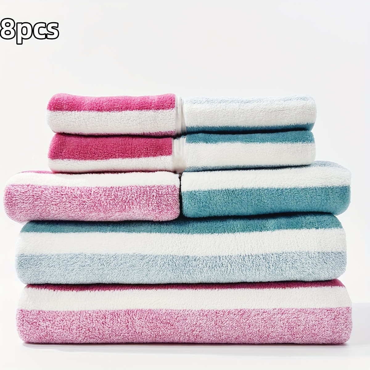 

Ensemble de 8 Serviettes Ultra-Douces - 2 Serviettes de Bain, 2 Serviettes à Main & 2 Gants de Toilette - Épais, Super Absorbant & pour - pour & l'Hôtel