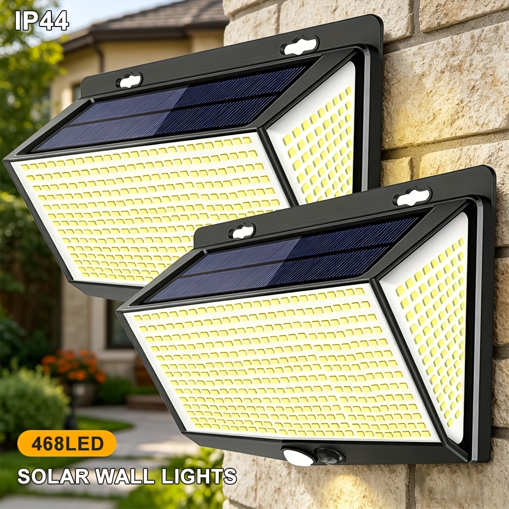 TEMU Set luci da parete da esterno a energia solare, luce di solare da 468 LED con di , 3 modalit�, proiettore solare che si accende automaticamente