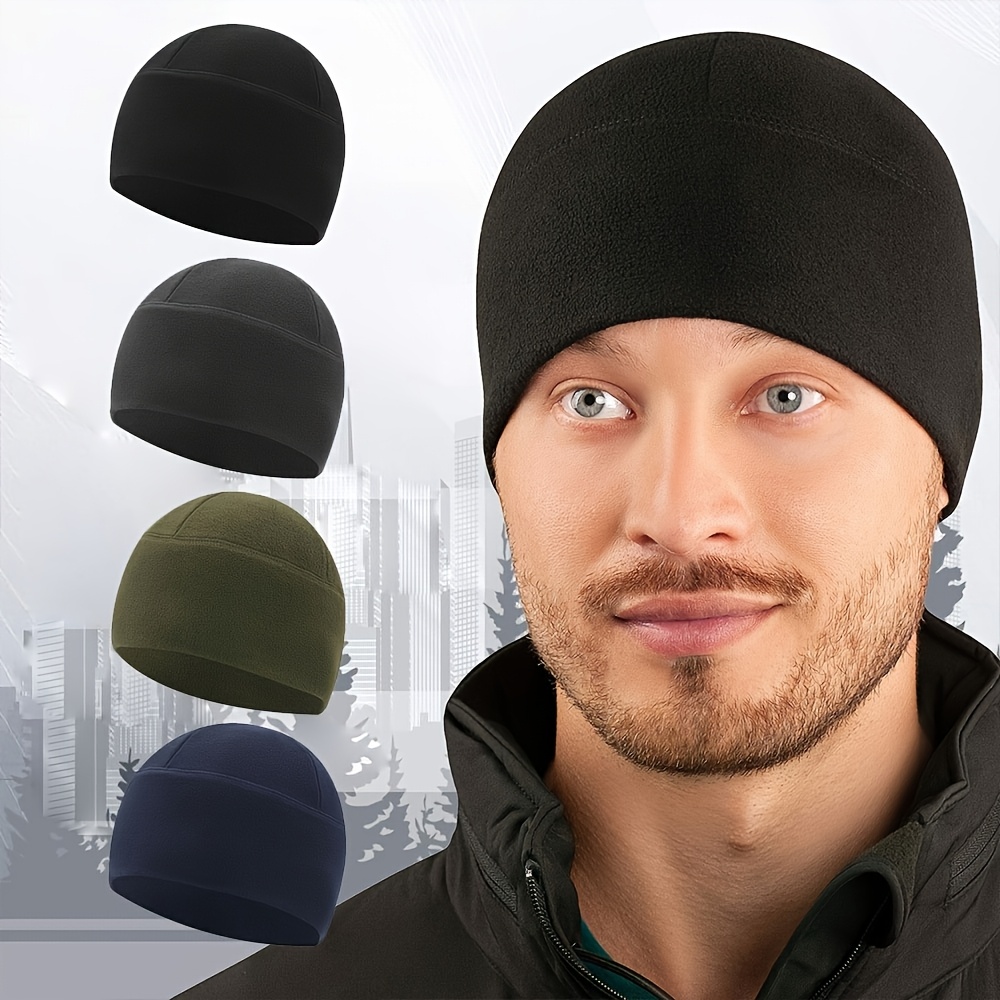 

Polar Fleece Beanie - , Warm Cap For Winter Outdoor Sports, Cycling, Skiing & Hiking - Black