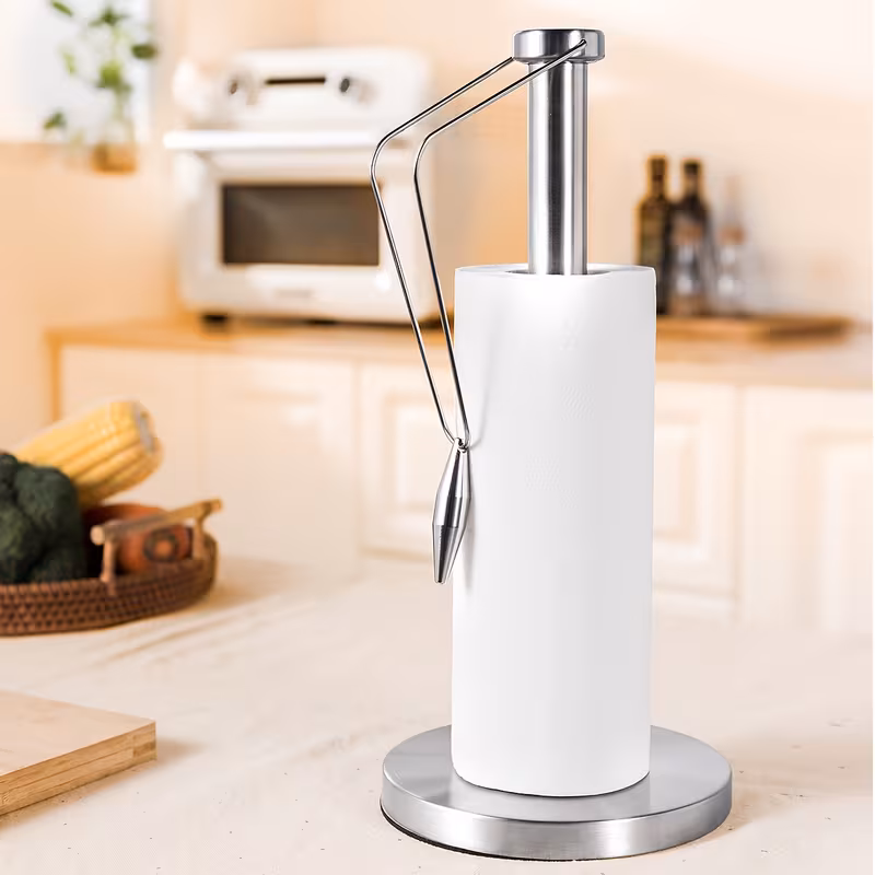 stainless steel kitchen paper towel holder multi functional lazy cleaning desktop organizer simple and minimalist roll paper storage rack for home use Product details 2