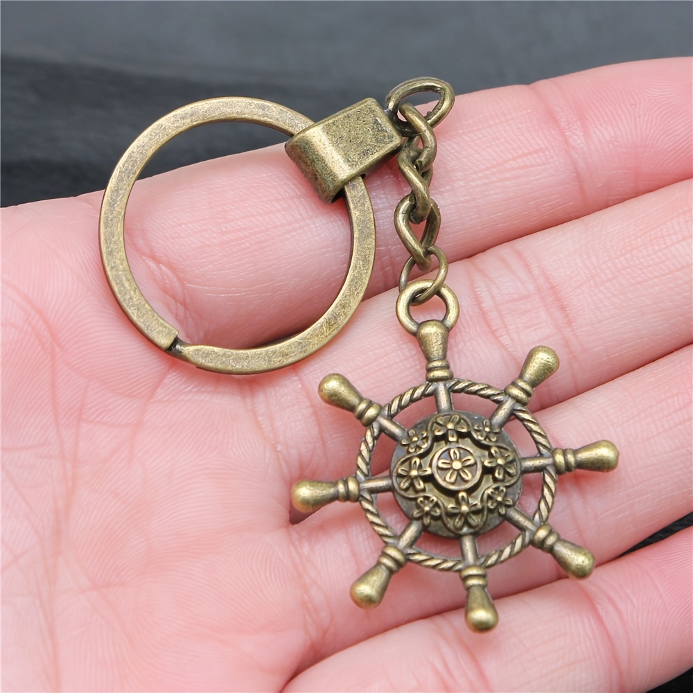Nautical Pirate Wheel Keychain With Steering Wheel & Ship Wheel - Maritime Accessory Suitable For , Nautical-themed Gift For Sailing, Pirate Costumes, Backpacks & Bags