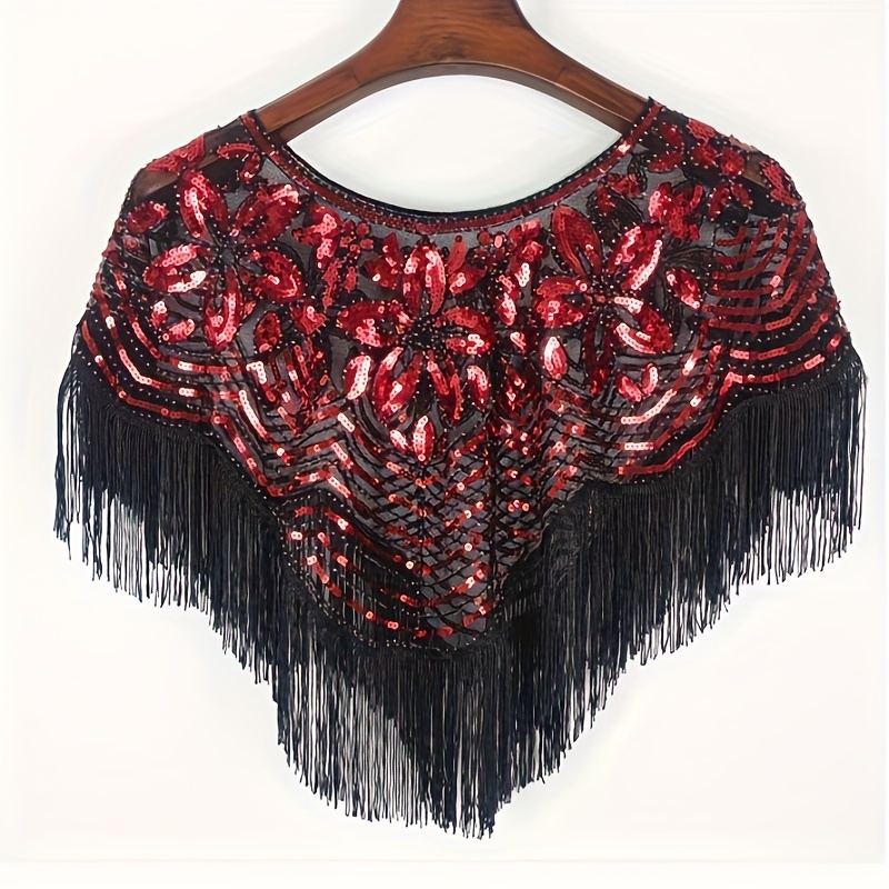 womens vintage sequin lace shawl wrap floral embroidery - Temu Ghana
