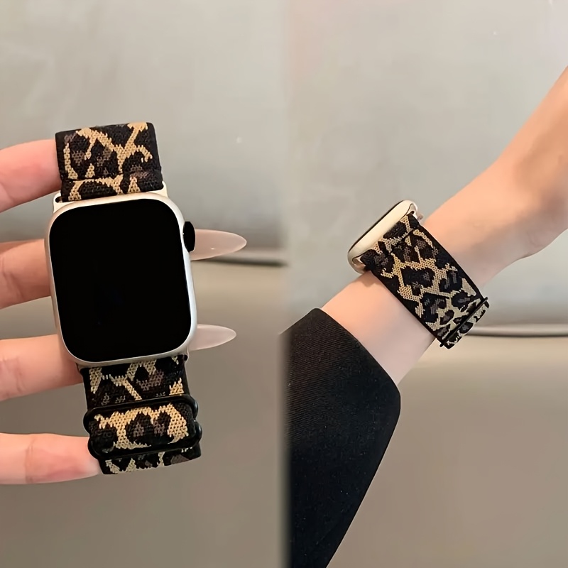 neuer elastischer gewebter leoparden print armbandgurt for Temu