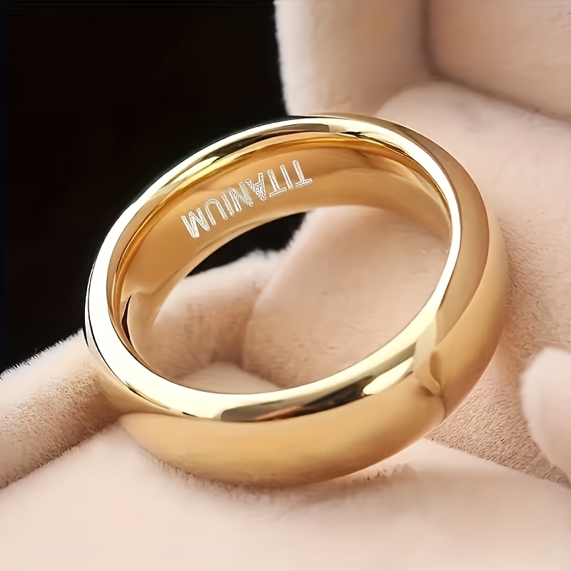 TEMU Light Luxury And Simple Golden Titanium Steel Ring, Suitable For Men And Women, With A High-end Surface And A Closed Ring That Does Not Fade And