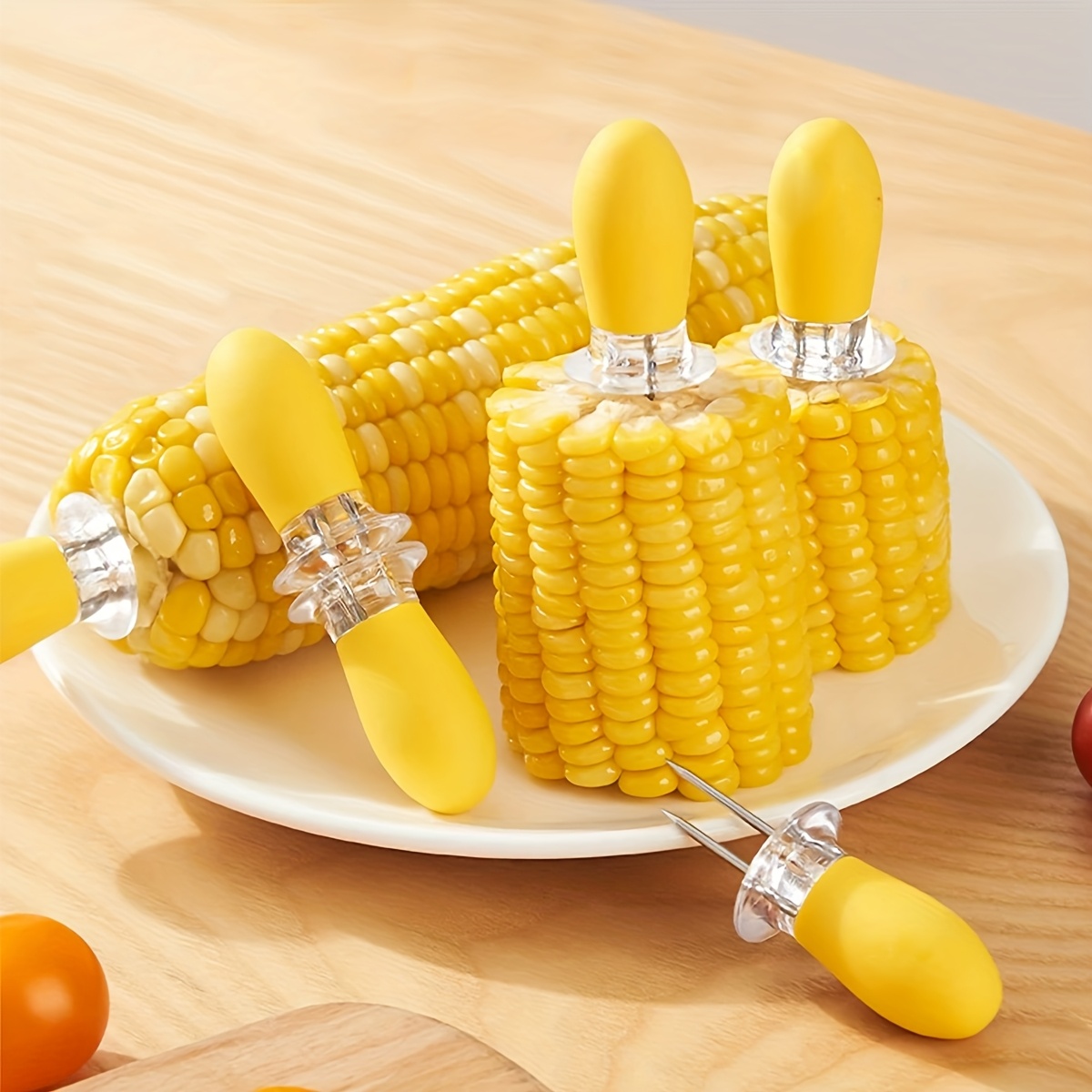 2 4 6 8pcs stainless steel corn       yellow black kitchen utensils for grilling frying and baking durable and   grilling tools for cooking bbq accessories dualcolor design   material