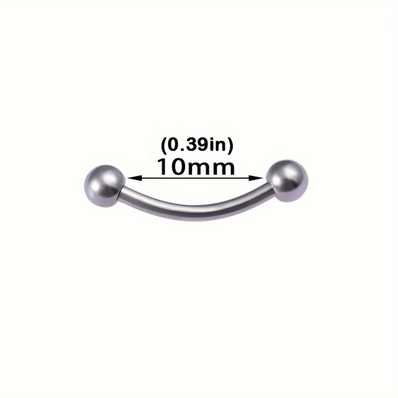 TEMU 1pc Of Eyebrow Piercing Curved Barbell Banana Ring, Suitable For Lip, Navel, Snug, Daith, Ear Cartilage, Tragus, Helix, Rook Body Jewelry, 16