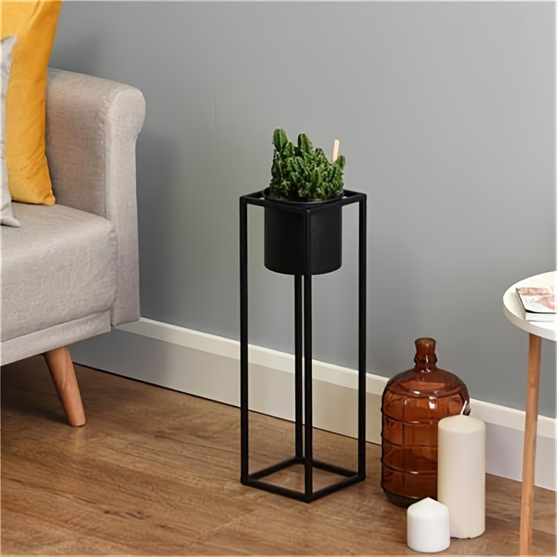 Image of Black Metal Iron Flower Rack, Floor-standing Flower Pot Stand For Living Room, Home Balcony Plant Shelf