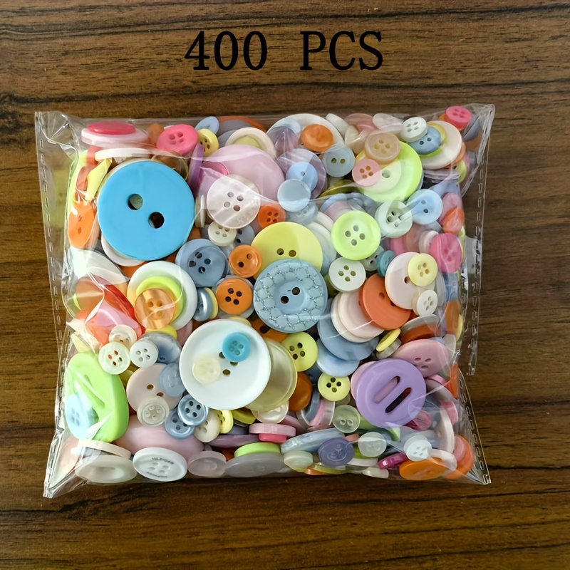 Macaron Colors 400/600/800pcs Resin Buttons Assortment, Various Sizes for Crafts, Sewing, DIY Projects, Hand Sewing, Painting - Red, White, Yellow, Blue, Green, Pink