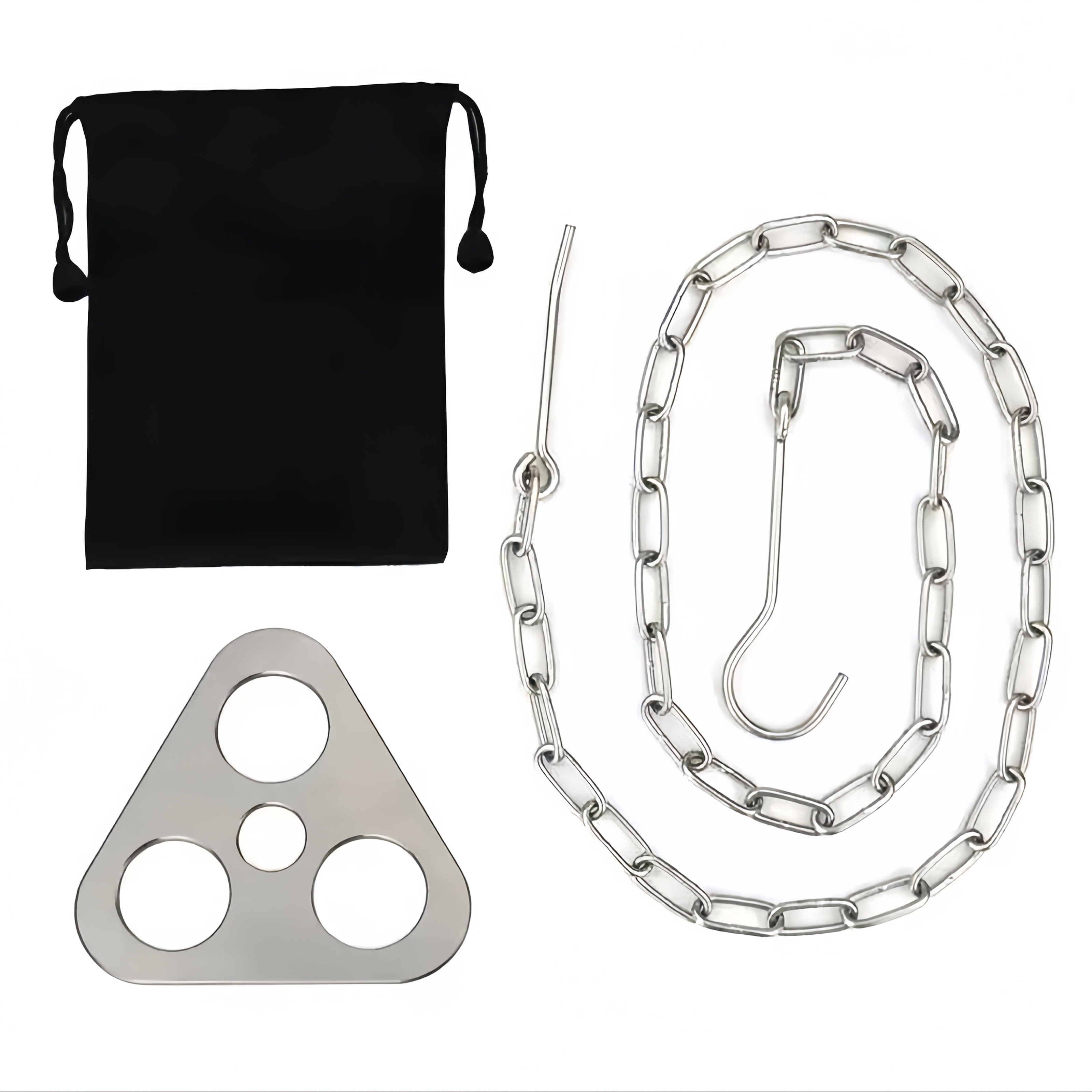 E-shop 2 Stk. Dreieckiger Camping-Stativ-Stabilisator, Zeltstangenhalter aus Edelstahl mit Kette, Outdoor-Campingausrüstung für Lagerfeuerstativ,