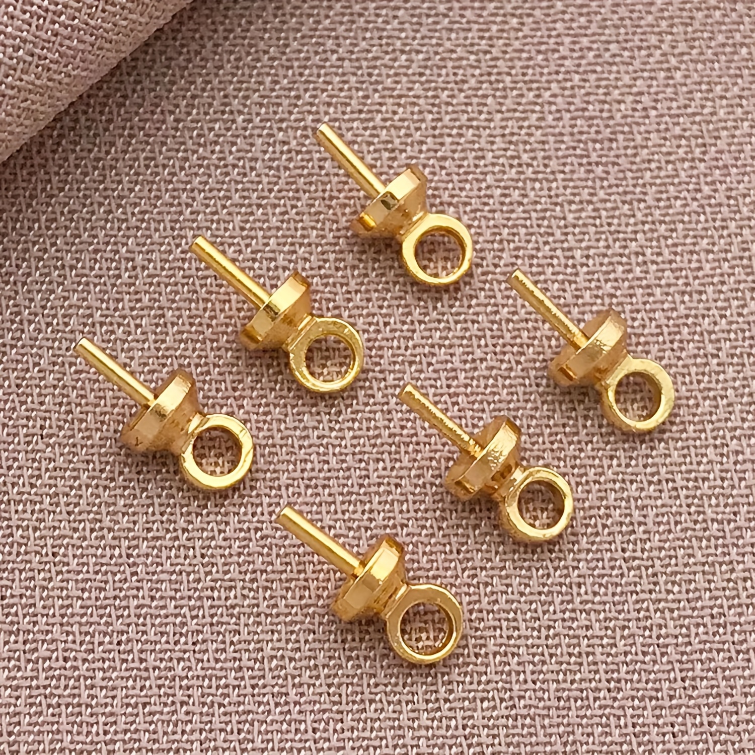 Image of 11/16pcs Copper-plated 18k Golden Plated High-quality Umbrella Eye Pin Bails For, Jewelry Findings For Handmade Diy Bracelets, Necklaces, Earrings, And Adhesive Jewelry Pendants