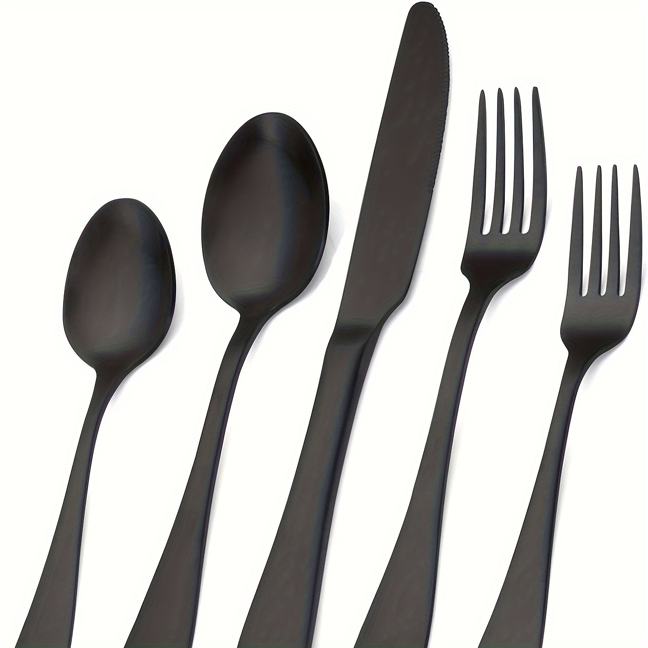 

Matte Black Silverware Set, Satin Finish 20-piece Stainless Steel Flatware Set, Kitchen Utensil Set Service For 4, Tableware Cutlery Set For Home And Restaurant, Dishwasher Safe