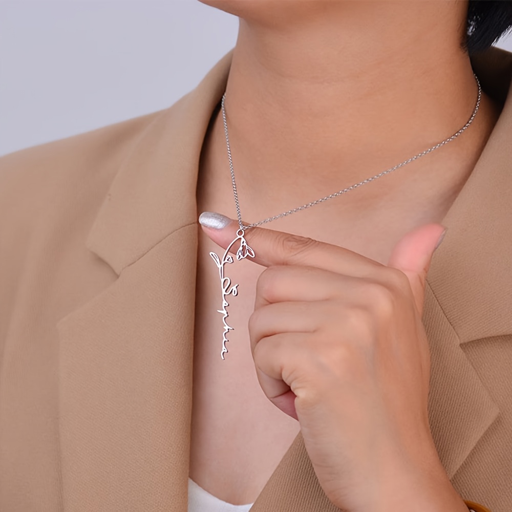 Personalized Vintage Flower + Name Pendant Necklace