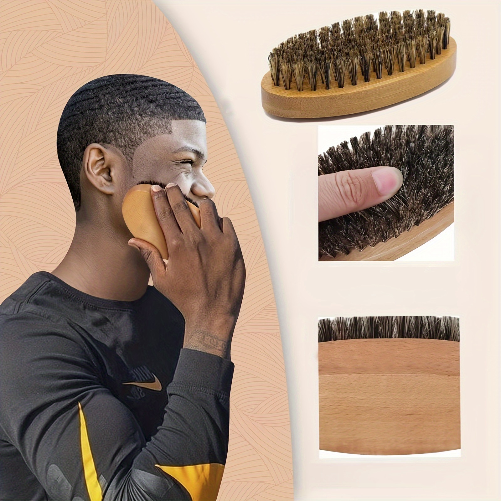 men s hair brush nylon bristles natural wood beard Temu