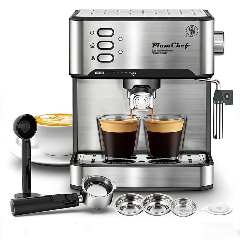 20-bar Machine Cappuccino Coffee Machine, With Automatic Milk Frother, 950 Watts, Stainless Steel, Detachable 1.5l Water Tank, Removable Drip Tray, Suitable For Making , Latte, Cappuccino