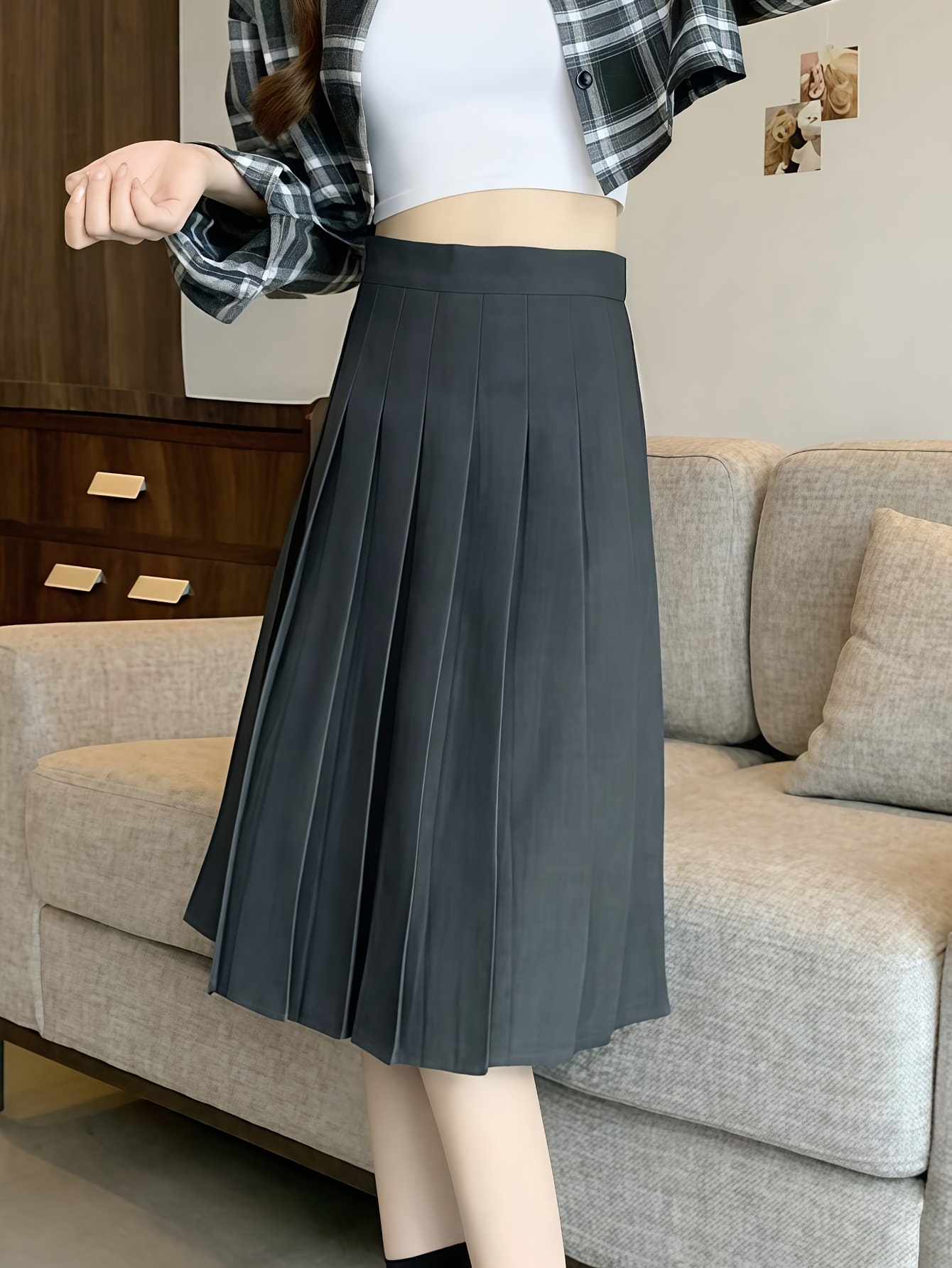 ★chemehc★BOW LONG PLEATED SKIRT (GRAY)★正規品/韓国送料込 25SS - CHEMEHC | 체메씨