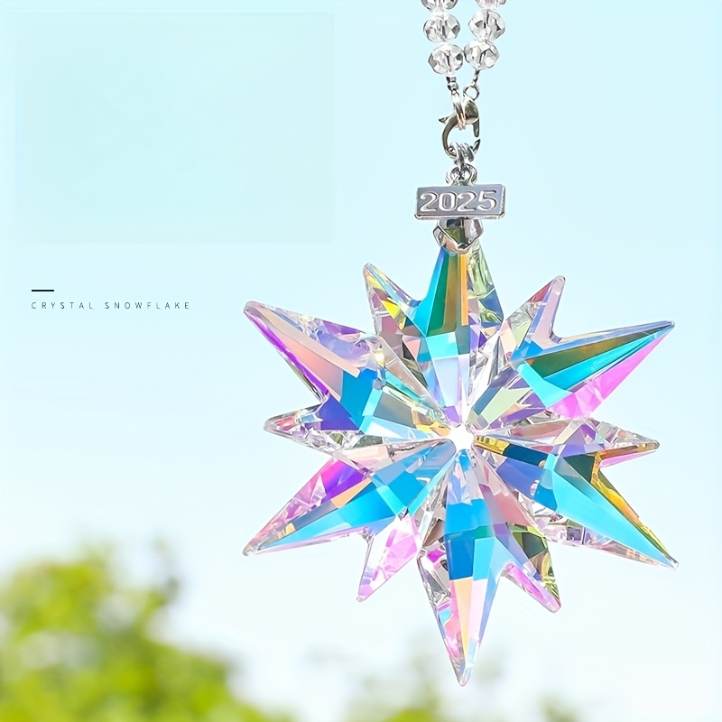 TEMU Elegant Snowflake Ornament - Sparkling Multi-colored Design, Durable Automotive Interior Decoration For Vehicle Aesthetic , Cute Car Decorations