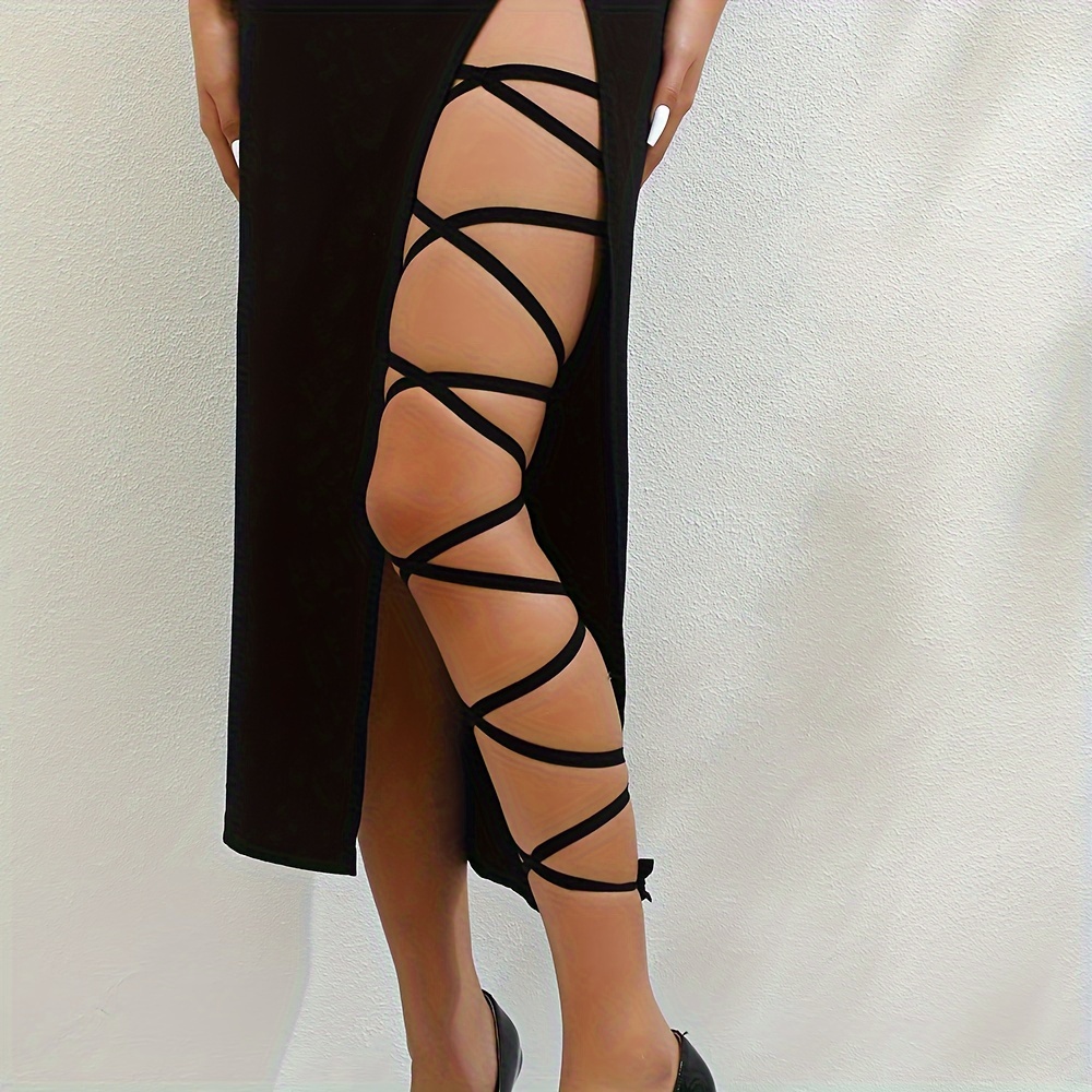 Elastic Stretch Crisscross Strappy Leg Chain Vintage Style Body Chain Jewelry Decoration