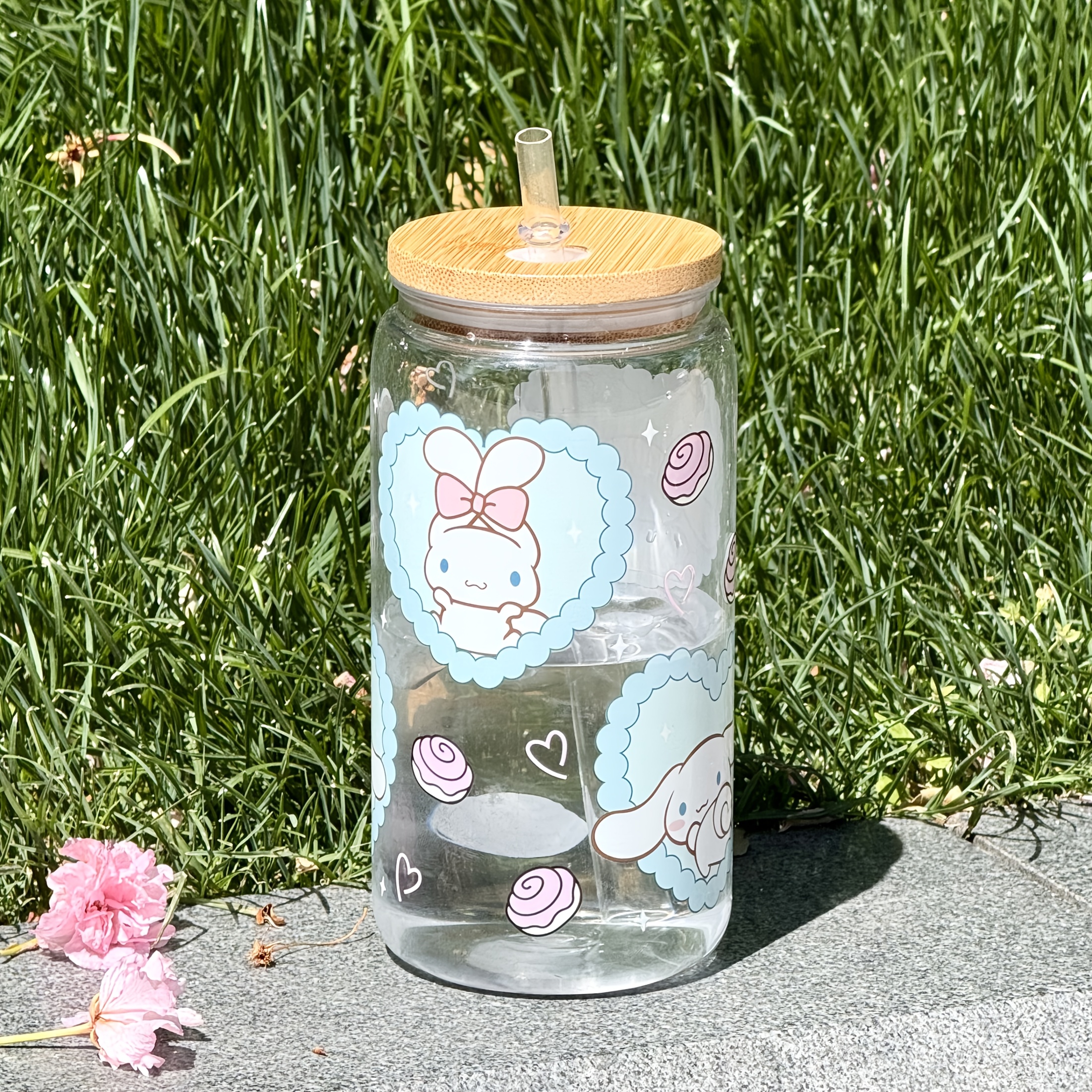 Image of 1 16oz Cinnamoroll Design Plastic Water Bottle - Spill-proof, Convenient, Reusable, Easy To Clean, An Present For Family, , , And Cinnamoroll Fans - Perfect For Coffee And Juice, Summer Hydration