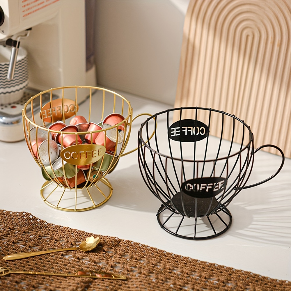 

1pcs Modern Pod Holder Basket, Multipurpose Style Capsule Stand, Luxurious Home Snack & Candy Organizer Display For Coffee Shop, Bar - Black